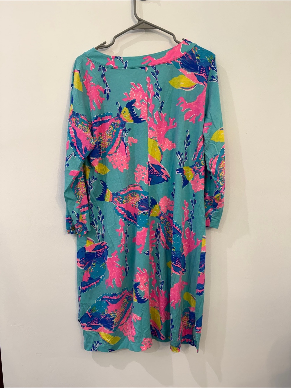 Lilly Pulitzer Teal Dress with Pink, Blue & Yellow Floral Print - Picture 2 of 4